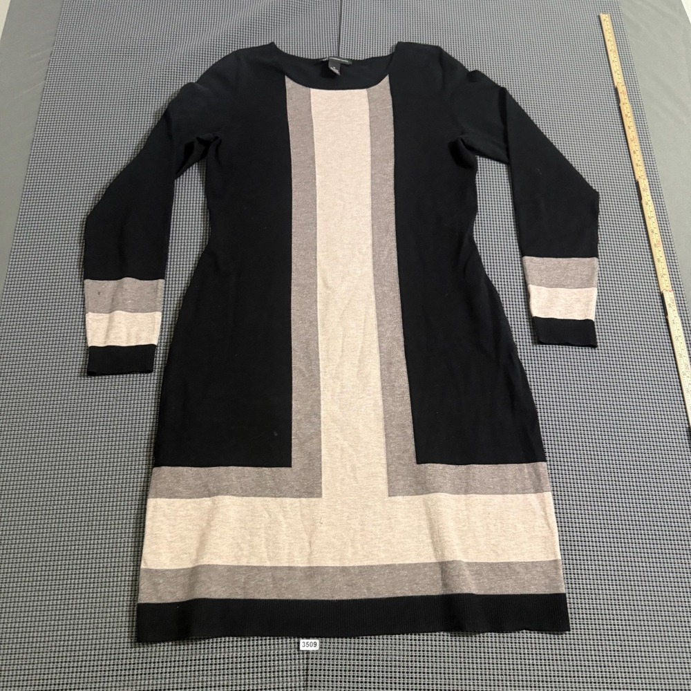 INC International Concepts Women Black Colorblock Sweater Dress Size M